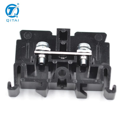 QITAI QUTD-10 Fuse Terminal Block Japanese Type Screw Terminal 15A 660V 0.75-1.25mm Brass Contacts Black Wire Connections