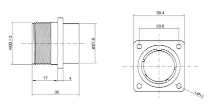 QITAI YF28-10H Industrial Waterproof Flat Aviation Adapter Socket Electrical Power Connector 4/7/10/15P Multi Application