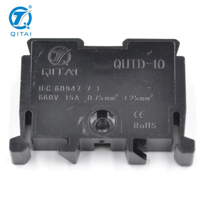 QITAI QUTD-10 Fuse Terminal Block Japanese Type Screw Terminal 15A 660V 0.75-1.25mm Brass Contacts Black Wire Connections