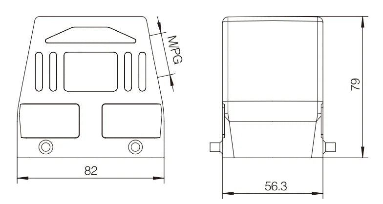 H32A-TKH-4B-M25 Heavy Duty Connector Compact Series Top Entry Protective Hoods