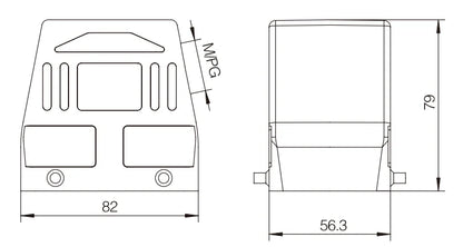 H32A-TKH-4B-M25 Heavy Duty Connector Compact Series Top Entry Protective Hoods