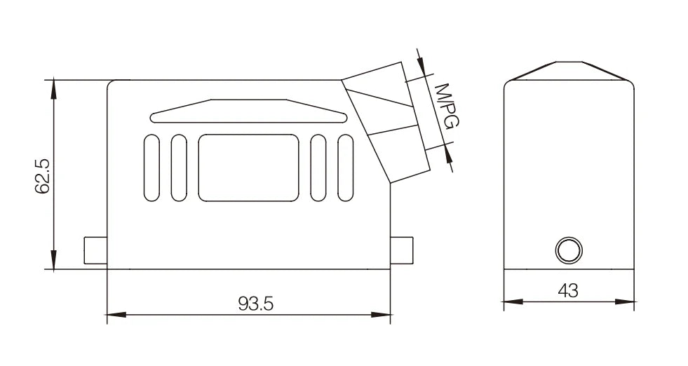 H16B-SK-2B-PG21 Heavy Duty Industrial Connector Compact Series Top Entry Protective Hoods Aluminum Housing Copper Contacts