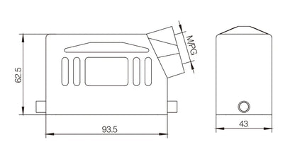 H16B-SK-2B-PG21 Heavy Duty Industrial Connector Compact Series Top Entry Protective Hoods Aluminum Housing Copper Contacts