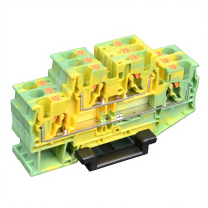 QPT-4/2-2PE  4mm ² 2 in 2 Oout 4-Contacts Double Terminal Block Din Rail Spring Cage Double Row Earth Terminal Block Connectors