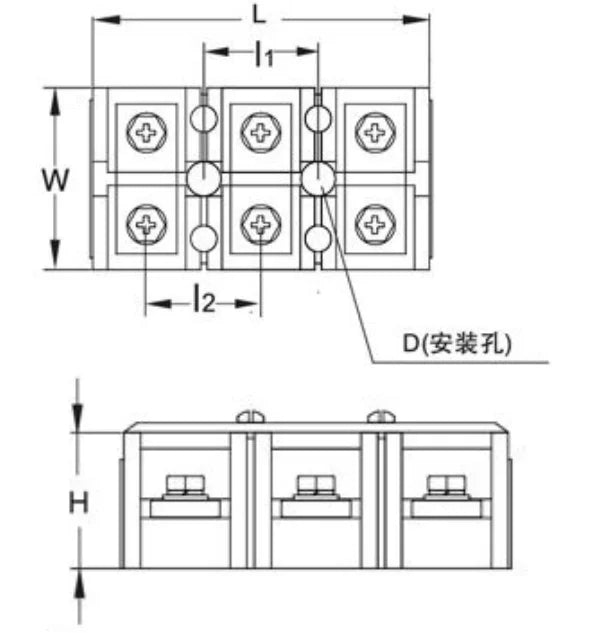 QTB-15003 150A Wire Barrier Block Terminal Strip Easy Installation Professional Brass 3Bits Fixed Dual Row Terminal Strip