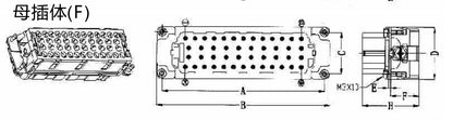 HEE-046-FC HDC 16A 500V Heavy Duty Connector 10P Female Insert Crimp Terminal for Industrial Equipment