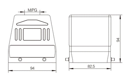 H32B-TK-4B-M32 Heavy Duty Industrial Connector Compact Series Top Entry Protective Hoods AL-ALLOY DIE-CAST Housing Copper