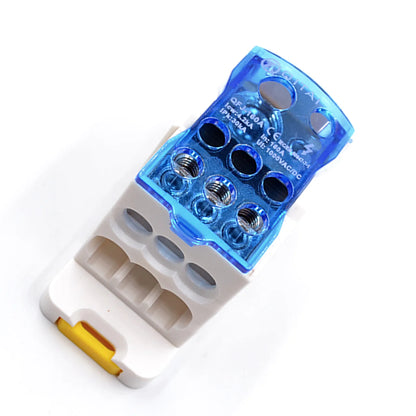 QFJ160A Unipolar Distribution Block 160A 1000V High Current Junction Box with Transparent PC Cover and PA66 Shell