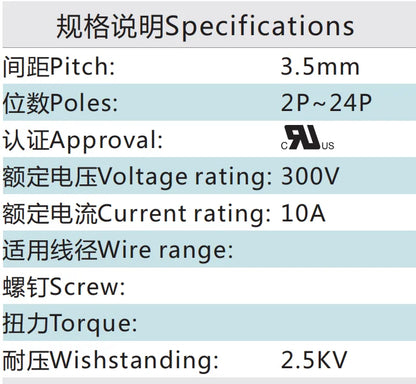QSP-3.5VF 3.5mm PCB Plug in Terminal Block Connector QSP 3.5VF Socket Plug 2P 24P Green Flange Type for Industrial Automation