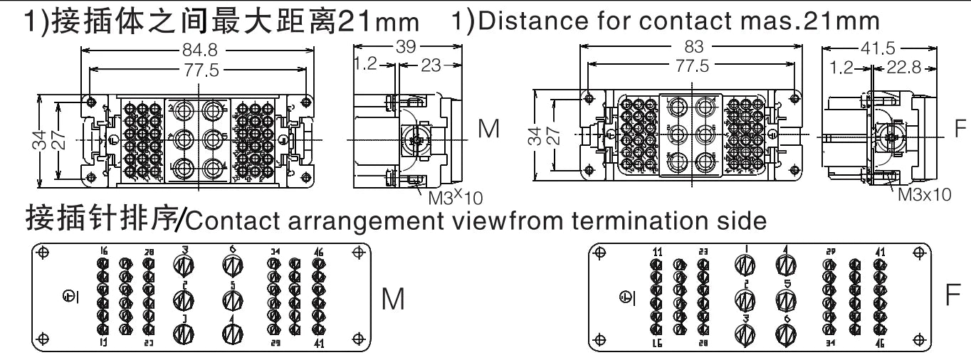 HK-006/36-FC 16A 690V Heavy Duty Connector V0 Female Insert Screw Crimp Terminal for Industrial Electric Communication Equipment