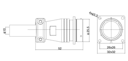 PT24-10S  24MM Professional Aviation Wire Connectors Manufacturer CNC Electrical Equipment 6/10/12/19 Pin Waterproof Connector