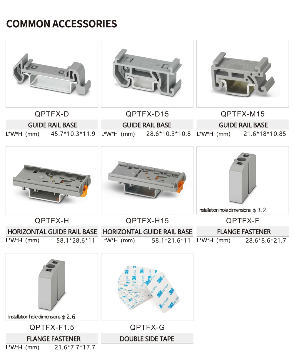 QPTFX-2.5 for 2.5mm²  Din Rail Push in Spring Quick Pluggable Wiring Wire Power Distribution Connectors PTFIX Terminal Blocks