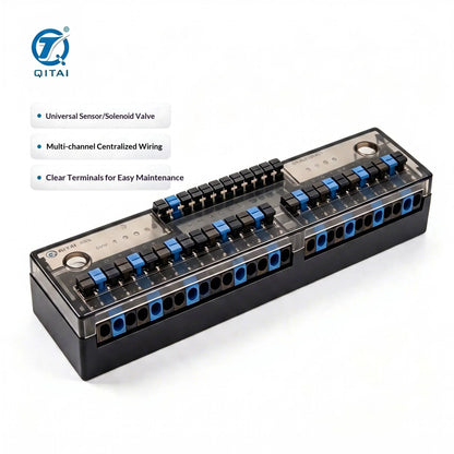 QMT281 Series IO Signal Distribution Box 4-12 Channel DC24V 1A Spring Terminal Sensor Junction Box for Remote IO