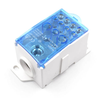 QFJ400A Copper Busbar Power Distribution Terminal Blocks Connector Box Removable Cover CE Approved 11-20 AWG 400A Screw