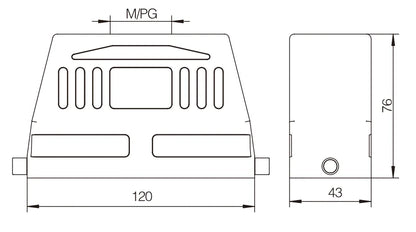 H24B-TKH-2B-M32 Heavy Duty Industrial Connector Compact Series Top Entry Protective Hoods Aluminum Housing Copper Contacts