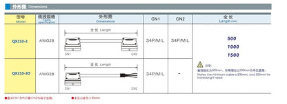 QX210-3  34P Mil Connector PLC I/O Cable Copper Flexible Insulated Wires 28*34AWG 1A 24V for KEYENCE Kv3000/5000 Kv7000 PLC