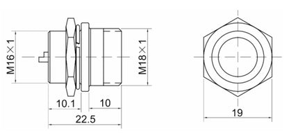 P16F-2B   Nut Type Fixed Backward Installed Socket B 16mm 5A 250V Metal Circular Aviation Connector Waterproof 2-9 PIN