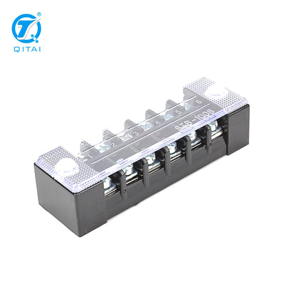 QITAI QTB-1006 17.5A Dual Row Screw Barrier Terminal Block Brass 6 Position Wire Connector Strip 600V Easy Installation Panel