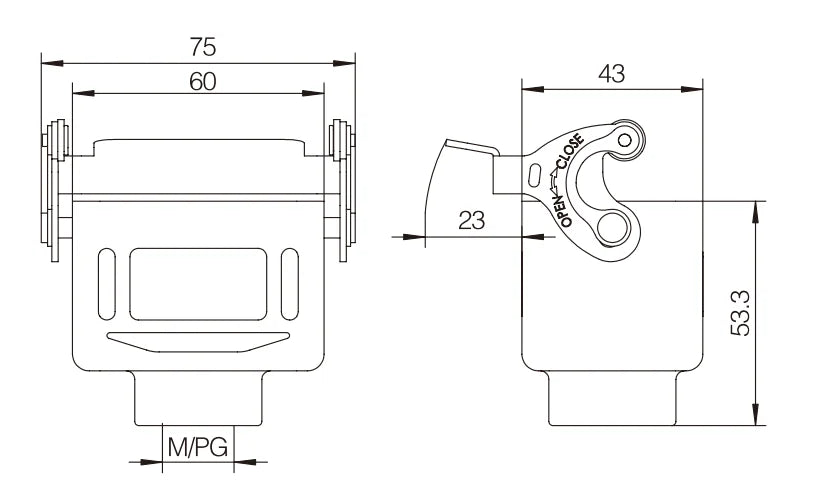 QITAI H6B-DJK-1L-M20 Industrial Heavy Duty Connector Compact Series Top Entry Protective Hood Copper Contacts 250V 10A Rated