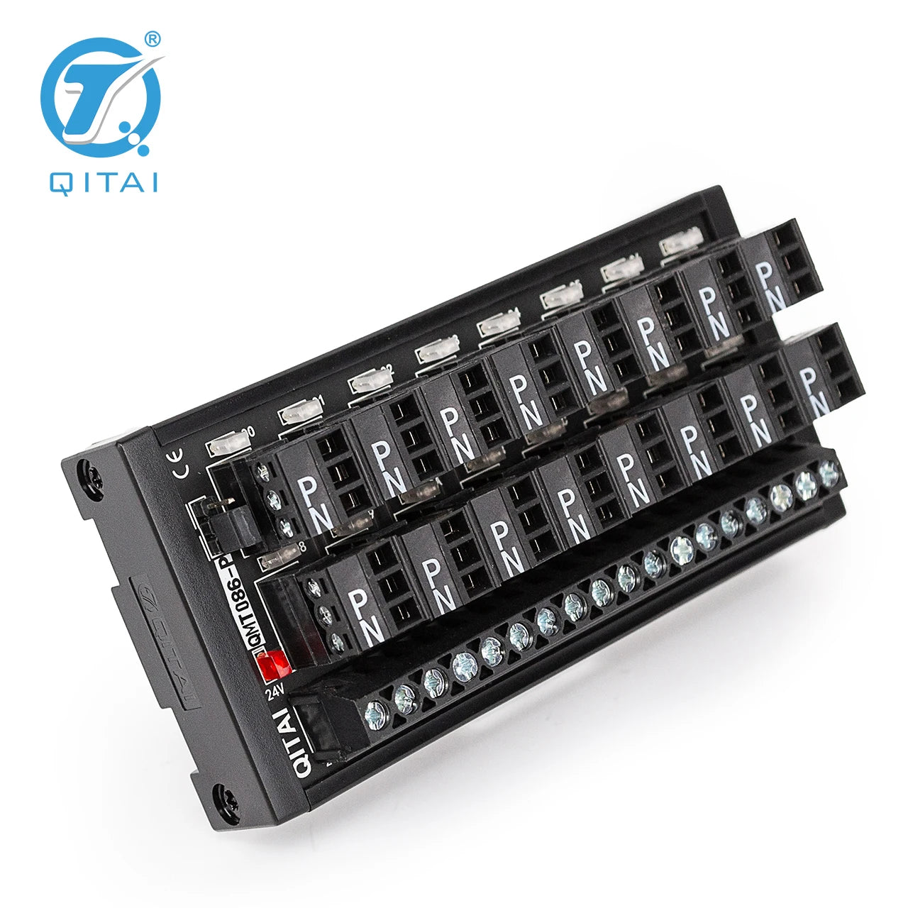 QITAI QMT086-P PNP 16-Bit Output Terminal Block DC24V 1A PLC Module LED Light Remote Control Push-In Connection Din Rail Type