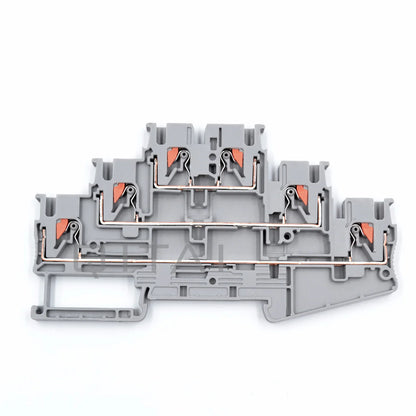 QPT-2.5-3L 2.5mm² Three-layer Triple Din Rail Terminal Block 6-Contacts 3way Spring Terminal Blocks Copper 20A 500V