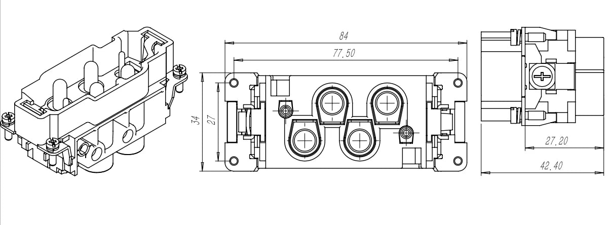 HK-004/0-M 80A 830V Heavy Duty Connector V0 Male Insert Crimp Terminal for Industrial Electric Communication Equipment