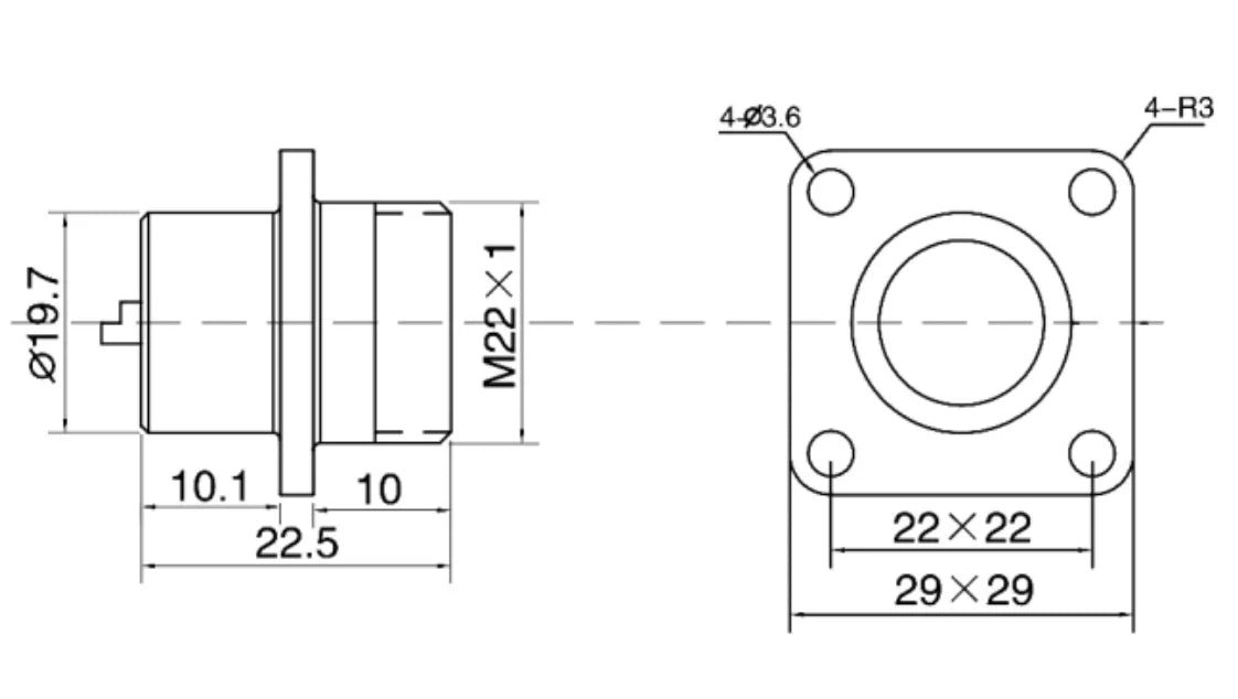 P20-2H Square Socket a 20mm 15A 250V Metal Circular Aviation Connector Waterproof for Aviation 2-14 PIN