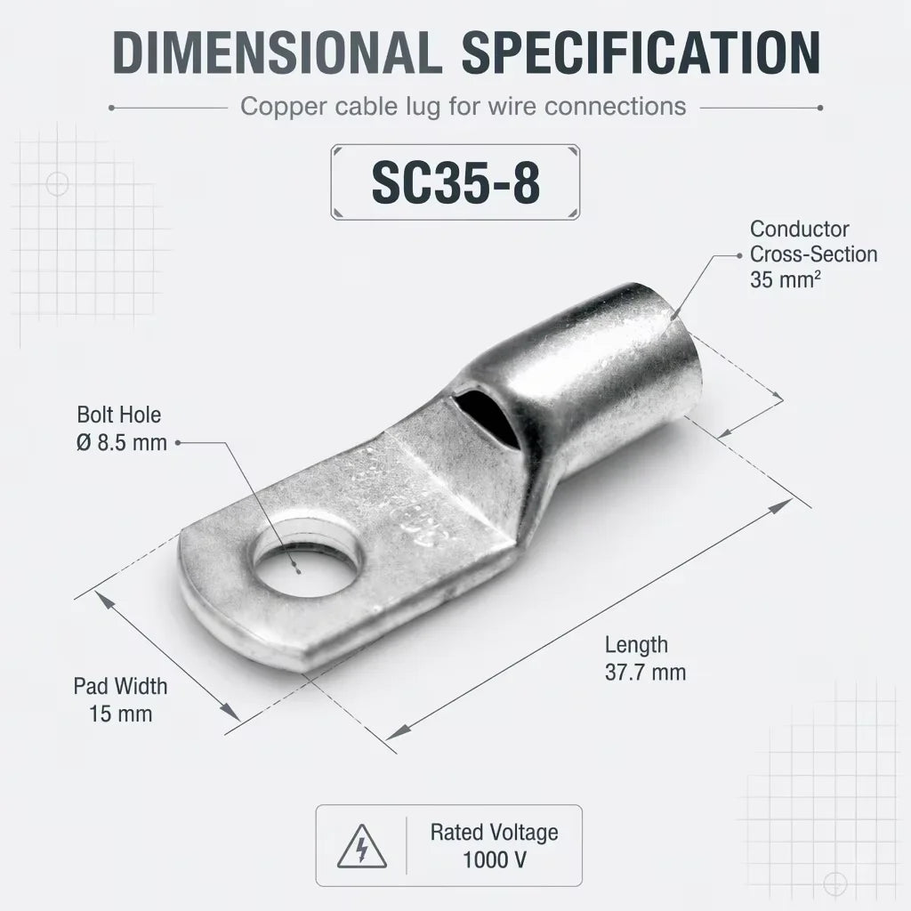 SC35-8 Copper Cable Lug 35mm2 product angled