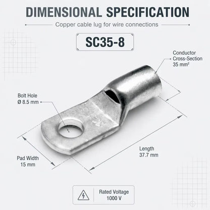 SC35-8 Copper Cable Lug 35mm2 product angled