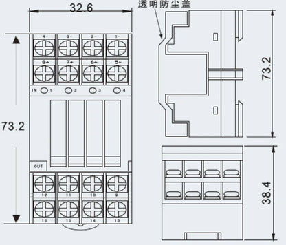 QMY423 4 Bit Relay Module 24V DC 5A 250V AC Industrial Control Board with LED Indicator DIN Rail Mount PA66 for PLC Systems