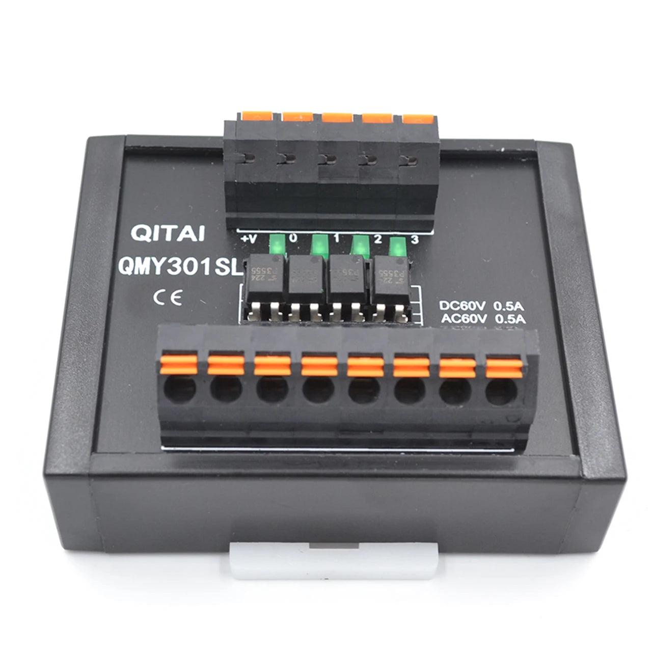 QMY301SL-P Solid State 4-Channel Relay Module Input/Output Terminal Block 12-60VDC Input 60V Output 0.5A Current Din Rail
