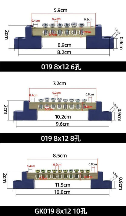 High Strength Copper Screw Type Neutral Earth Terminal Block Bus Bar Strip Connector Grounding Link Industrial Power