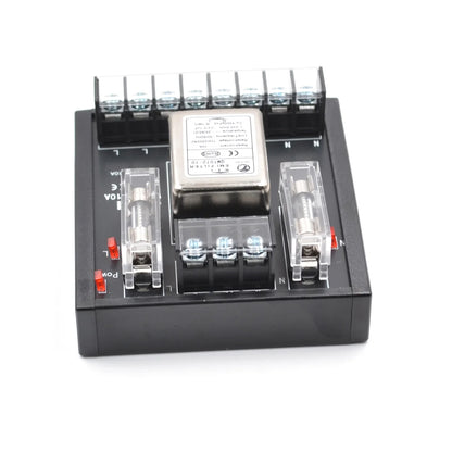 QMT072-10A EMC EMI Filter With Fuse and LED 8-pin 4 Out Terminal Block 10A/2A 220Vac  10A Single Phase Power Filter Din Rail
