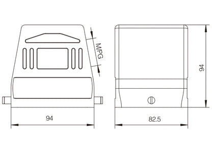 H32B-SK-2B-M32 Heavy Duty Connector Compact Series Top Entry Protective Hoods