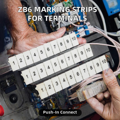 ZB6 Terminal Block Marker Strip White Numbered Label Customizable Printing Identification for Terminal Rail Wiring Assembly