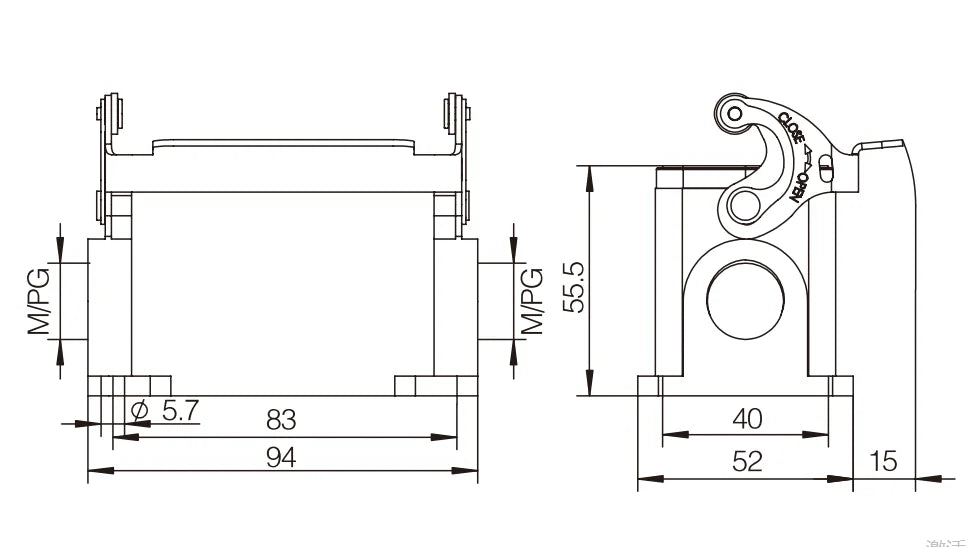 H10B-SG-1L-2M20 Heavy Duty Connector Compact Series Top Entry Protective Hoods