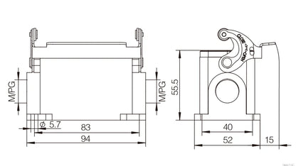 H10B-SG-1L-2M20 Heavy Duty Connector Compact Series Top Entry Protective Hoods