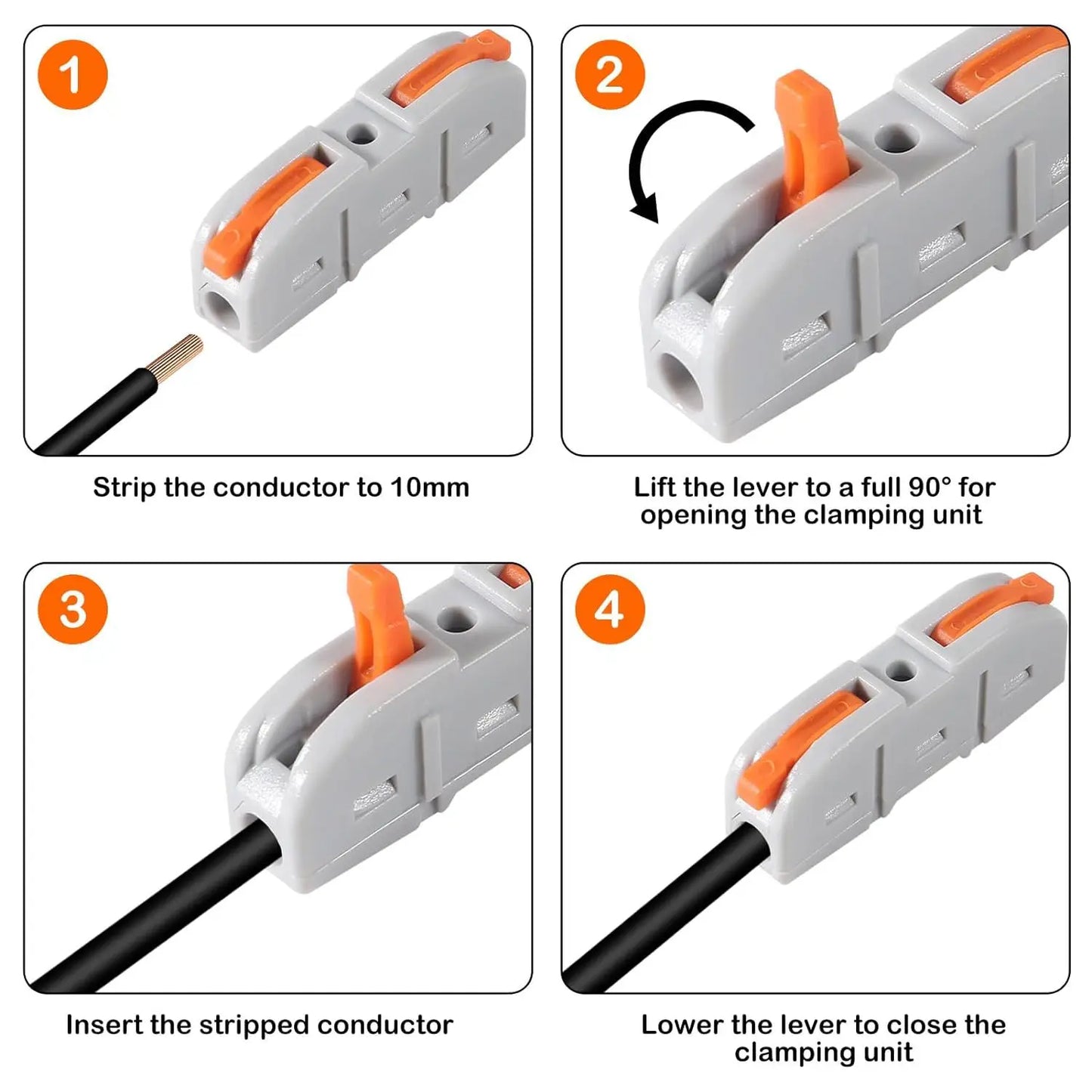 KV211 High Quality Spring Automotive Single Pole 1P 250V 32A LED Light Wiring Quick Connectors Push-In Terminals
