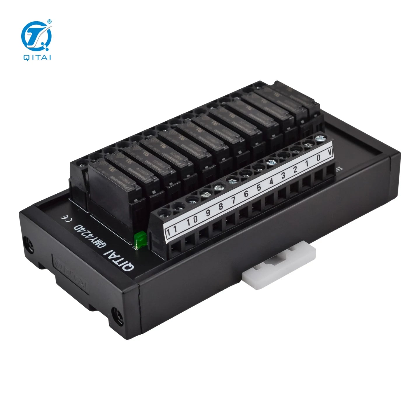 QMY424D Miniature NPN 12-Bit Electromagnetic Relay Module for 35mm DIN Rail DC24V 1A 250VAC/30VDC Surge Suppression Circuit