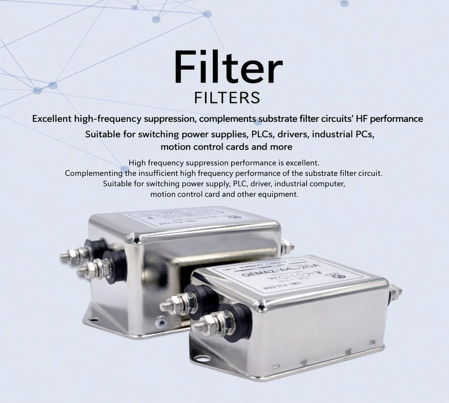 QEMA2-A4-10A Single Phase EMI Filter 250VAC 10A Screw Terminal 115/250VAC for SMPS PLC Automation