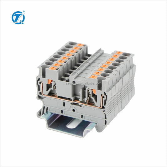 QPT2.5  PT2,5  Din Rail Terminal Block 800V 24A Push-in Connection 26-12AWG Spring Plug in Terminal Block  for 2.5mm² Wires