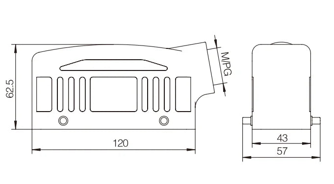 H24B-SK-4B-M25 Heavy Duty Industrial Connector Compact Series Top Entry Aluminum Housing Copper Contact Protective Hoods