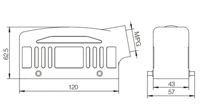 H24B-SK-4B-M25 Heavy Duty Industrial Connector Compact Series Top Entry Aluminum Housing Copper Contact Protective Hoods