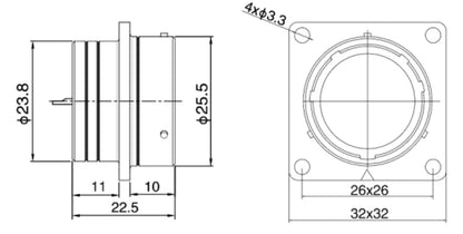 PT24F-12S 24MM Professional Aviation Connectors CNC Electrical Equipment 6/10/12/19 Pin Waterproof Connector for Power Microwave