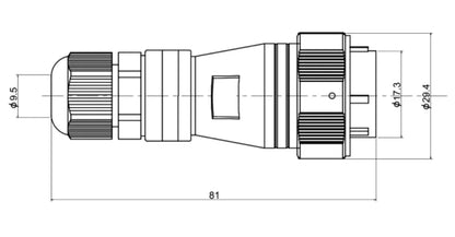 PTC20-6A   PC Pipe Straight Plug a Dustproof Industrial Plug Connector 2/3/4/5/6/7/8/9/10/12/14 Pin Circular Aviation Connector