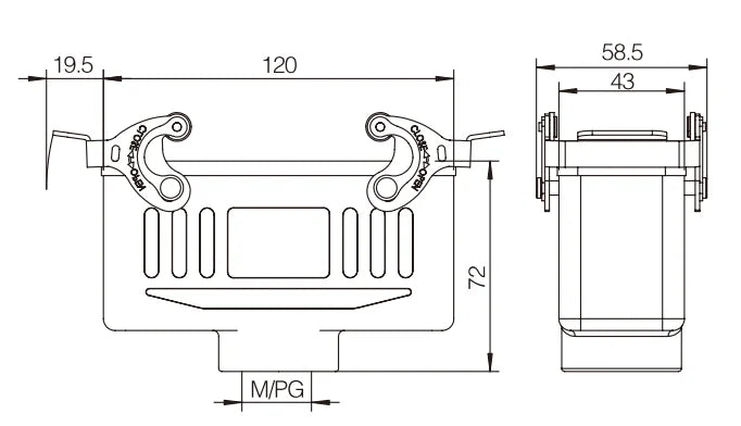 H24B-DJK-2L-M25 Heavy Duty Connector Compact Series Top Entry Aluminum Protective Hoods