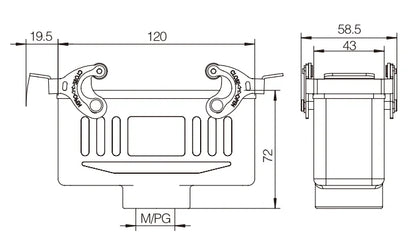 H24B-DJK-2L-M25 Heavy Duty Connector Compact Series Top Entry Aluminum Protective Hoods