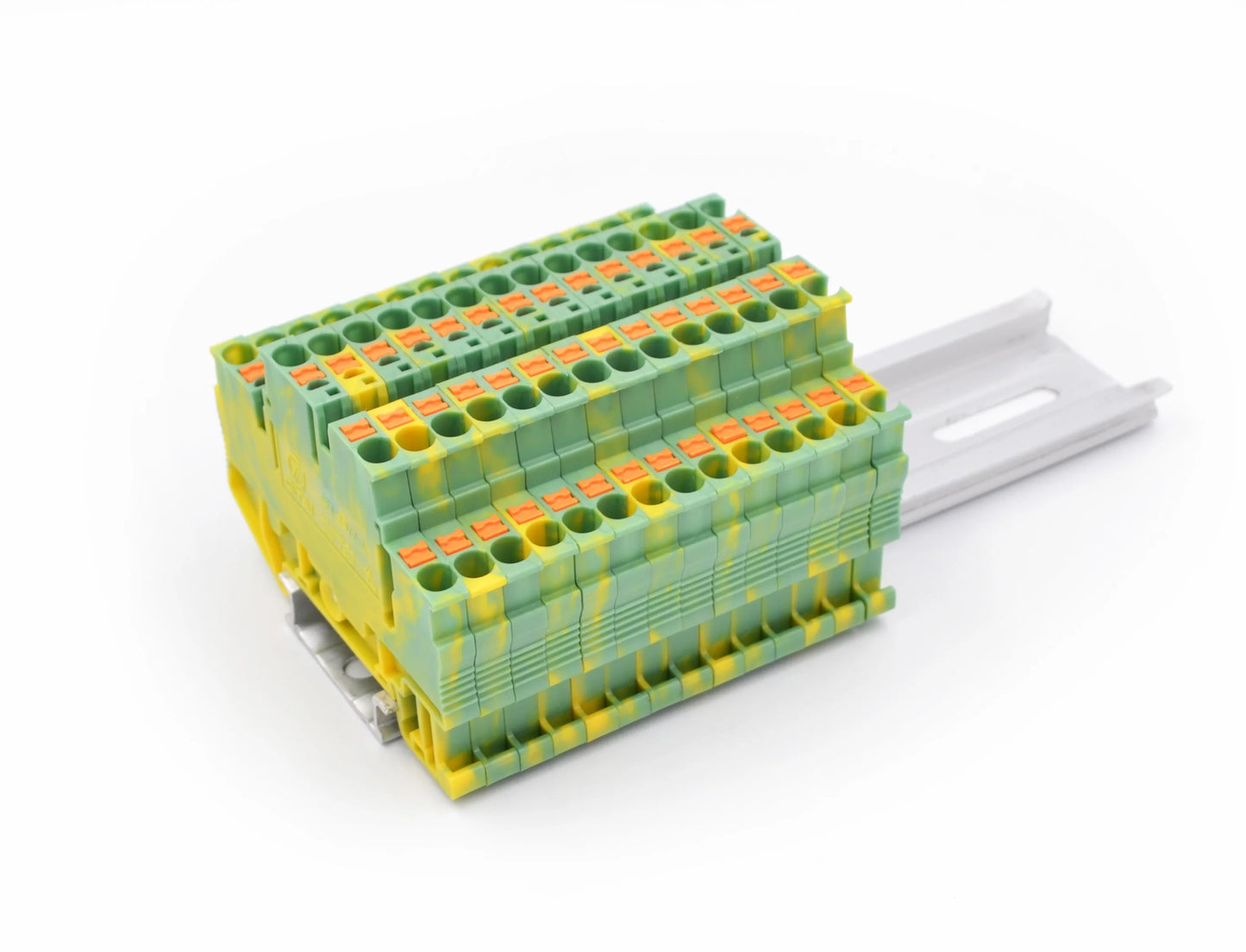 QPT-2.5PE 2.5mm² Ground Terminal Block Grounding Earthing Terminal Yellow Green Din Rail Spring Plug-in Terminal Blocks