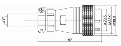 P32F-32A Cable Type 250V Metal Circular Aviation Connector Waterproof 4/6/8/10/13/14/19/32 PIN Backward Installed Plug for Power