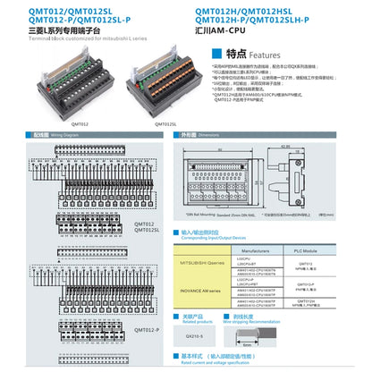 QMT012 L Series CPU Module NPN/PNP 40P MIL Connector 1A DC24V Terminal Block for Automotive 16 Bit Output 8 Bit Input Light